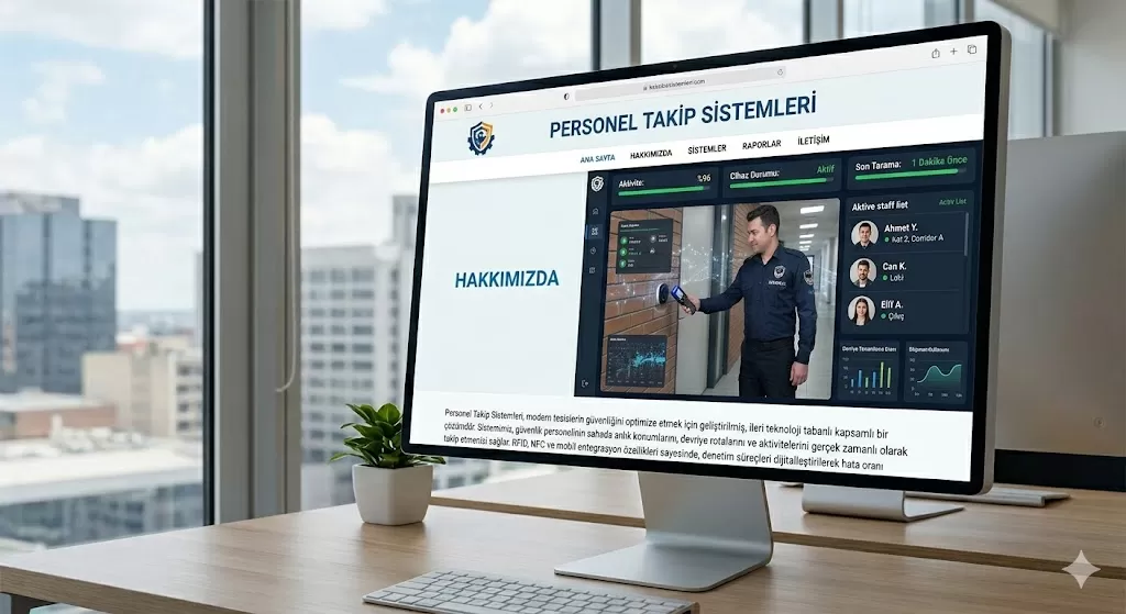 Tur noktasında bekçi tur kalemi okutan güvenlik görevlisi